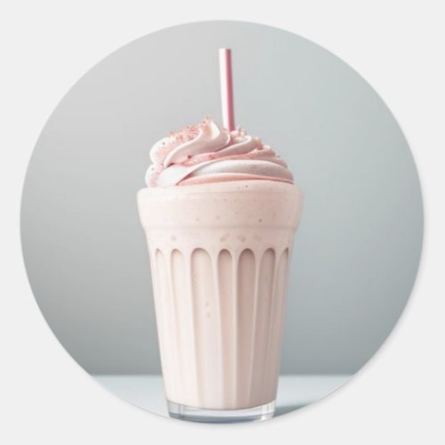 A Glass of Strawberry Milkshake Classic Round Sticker