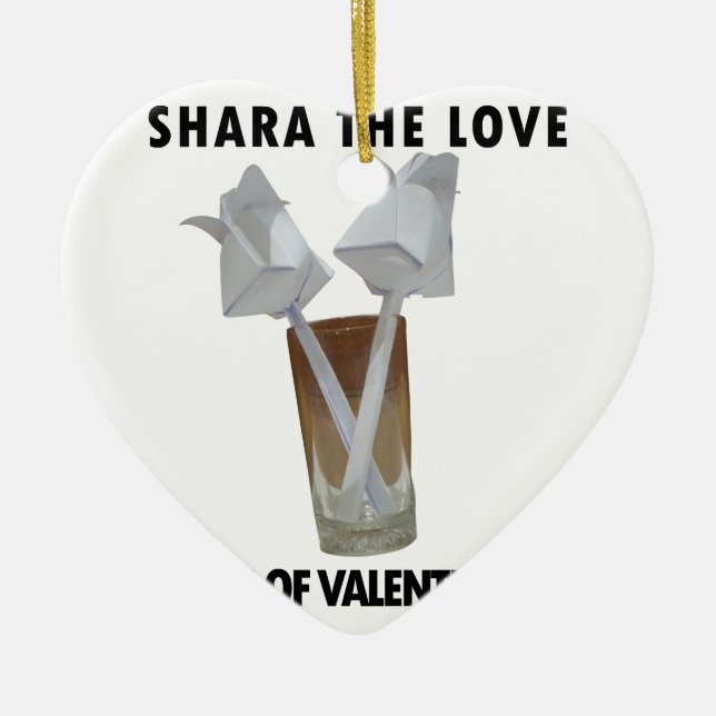 A glass of valentine peace. ceramic ornament (Front)