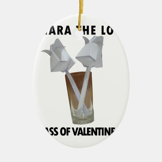 A glass of valentine peace. ceramic ornament (Front)
