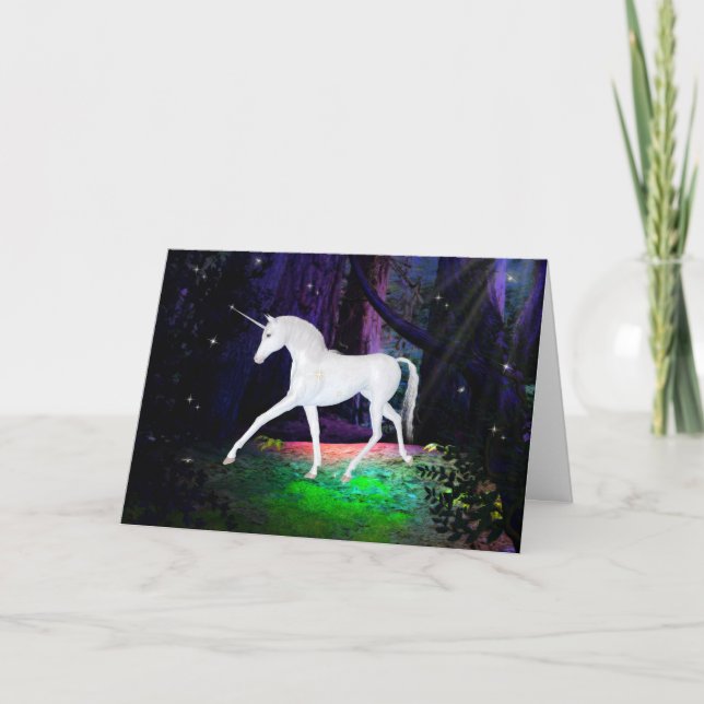 A Glimpse of a Unicorn Fantasy Love Greeting Card (Front)