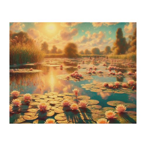  A Glimpse of Autumn in Monets Water Lilies Wood Wall Art
