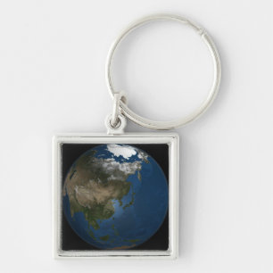 A global view over Asia with Arctic sea ice Keychain