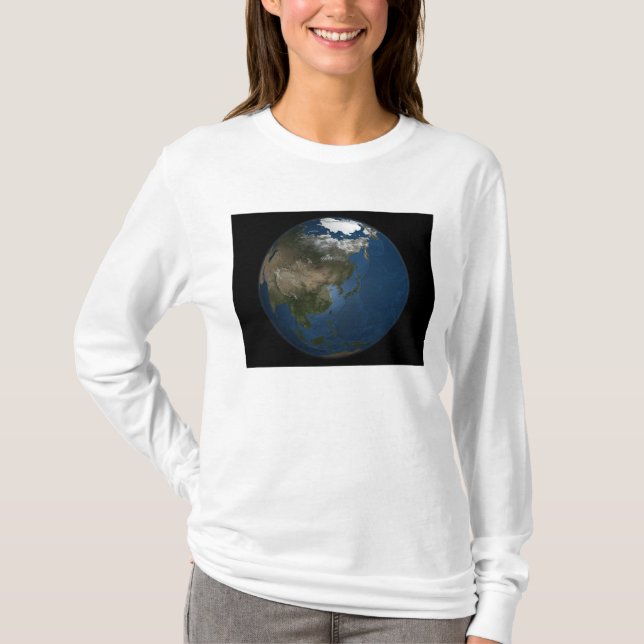A global view over Asia with Arctic sea ice T-Shirt (Front)