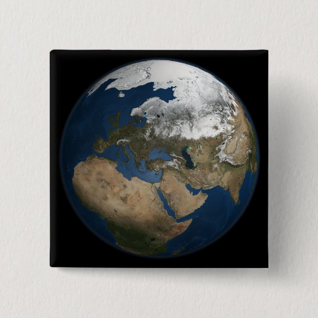 A global view over Europe and Scandinavia Button (Front)