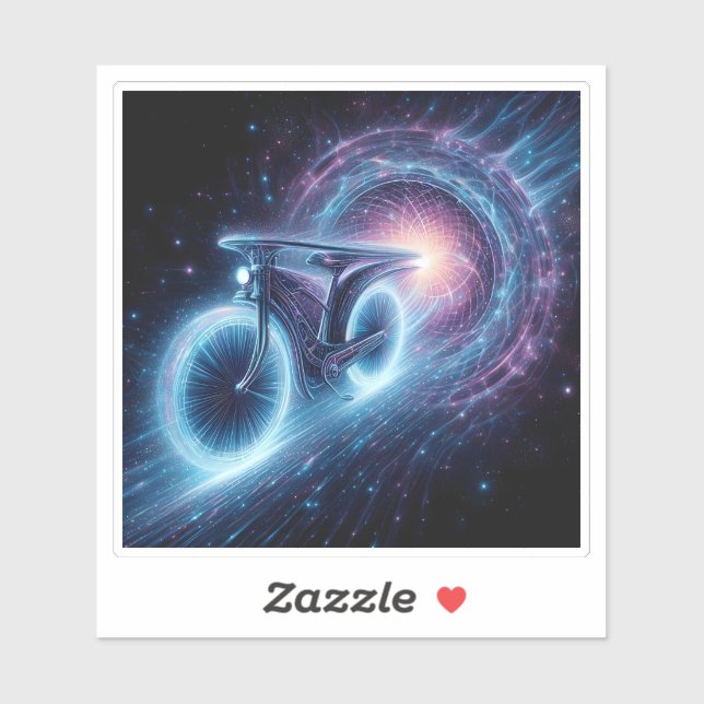 A Glowing Bicycle Travels Through a Cosmic Tunnel Sticker (Sheet)