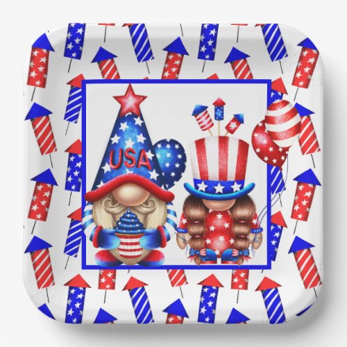 A Gnome Fourth Of July Paper Plates