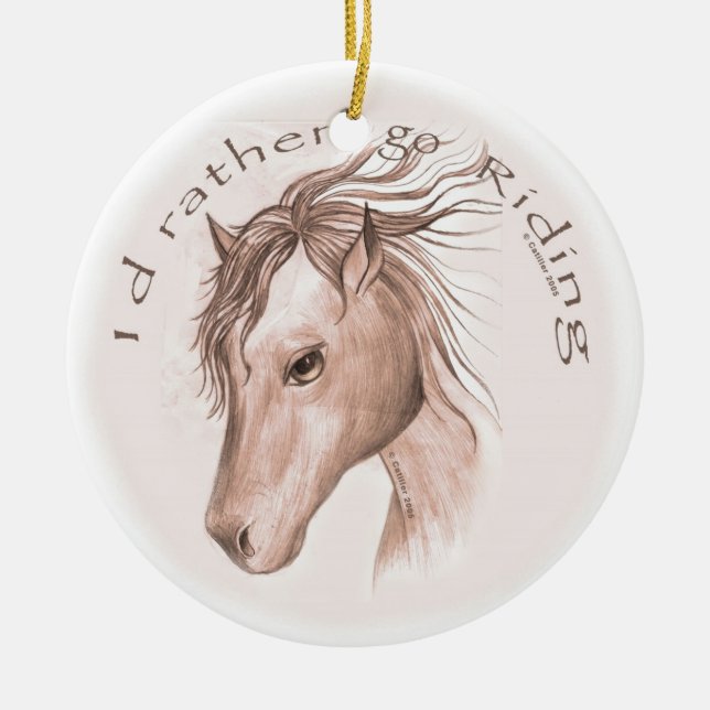 A Go Riding Horse Ceramic Ornament (Front)