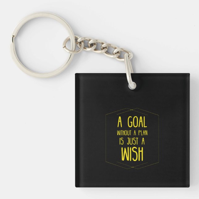 A goal without a plan inspirational quote keychain (Front)
