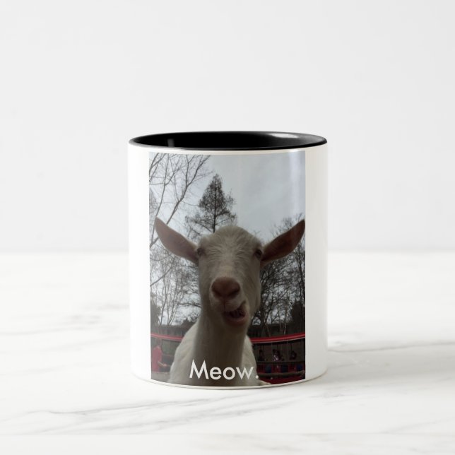 A Goat Says Meow. Two-Tone Coffee Mug (Center)