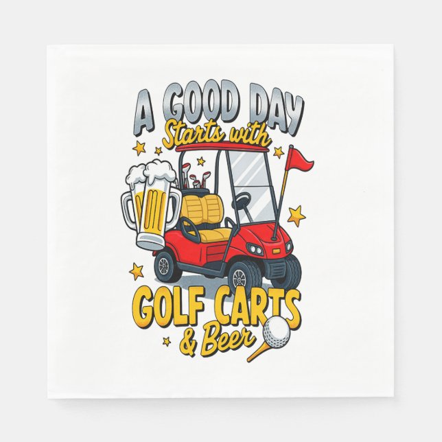 A God Day Starts with Golf Carts Napkins (Front)