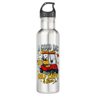 A God Day Starts with Golf Carts Stainless Steel Water Bottle