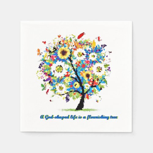 A God_Shaped Life is A Flourishing Tree Paper Napkins