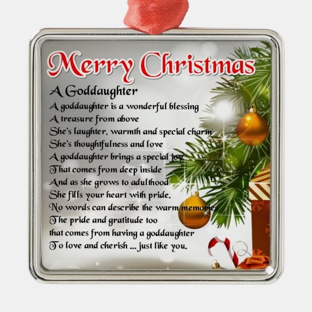 A goddaughter poem - Christmas design Metal Ornament (Front)