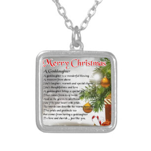 A goddaughter poem - Christmas design Silver Plated Necklace