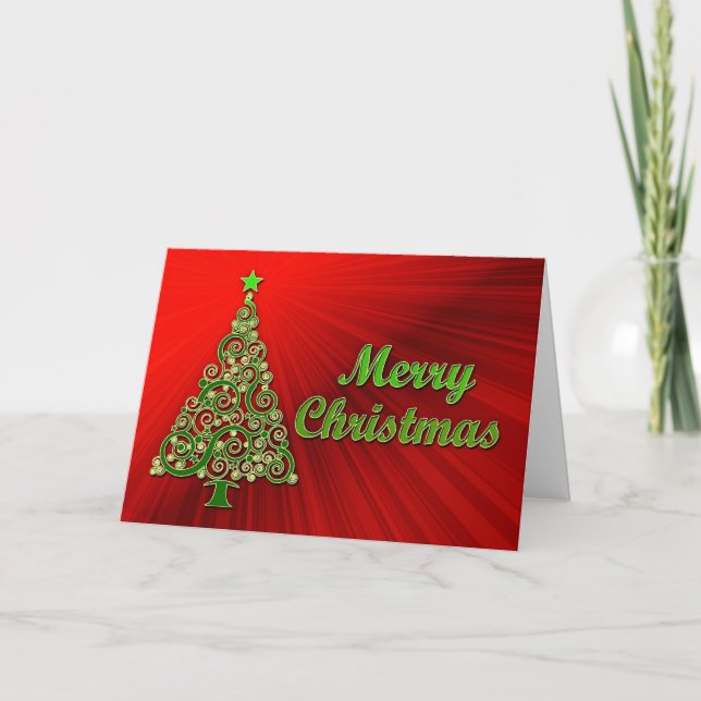 A gold and red effect Christmas card (Front)