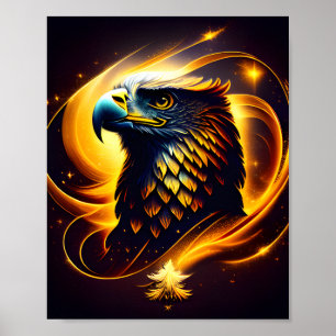 A Gold Eagle Head Notebook Poster