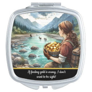 A gold miner discovers treasure by the riverside compact mirror