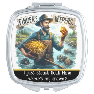 A gold miner discovers treasure in a serene river compact mirror