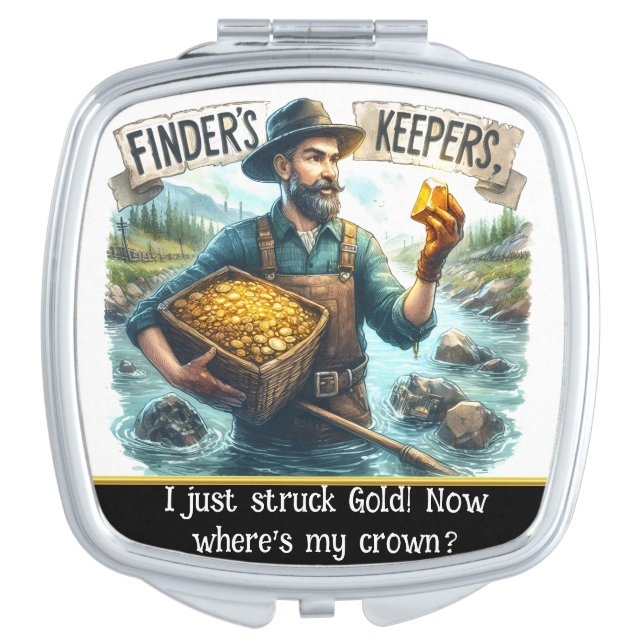 A gold miner discovers treasure in a serene river compact mirror (Front)