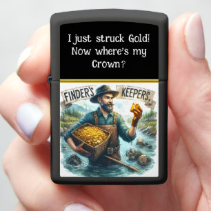A gold miner discovers treasure in a serene river zippo lighter