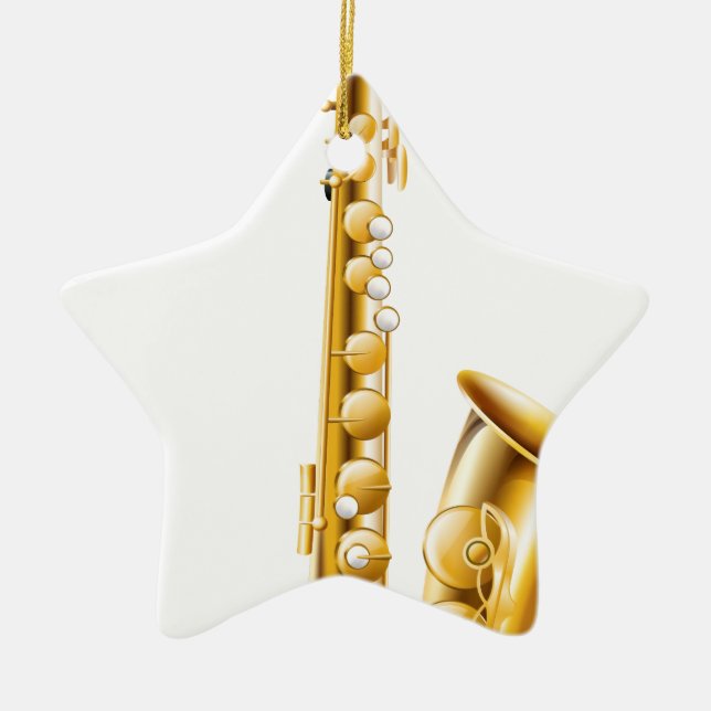 A gold saxophone ceramic ornament (Front)