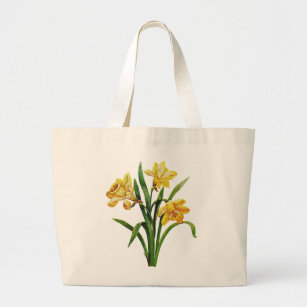 A Golden Host of Embroidered Daffodils Large Tote Bag
