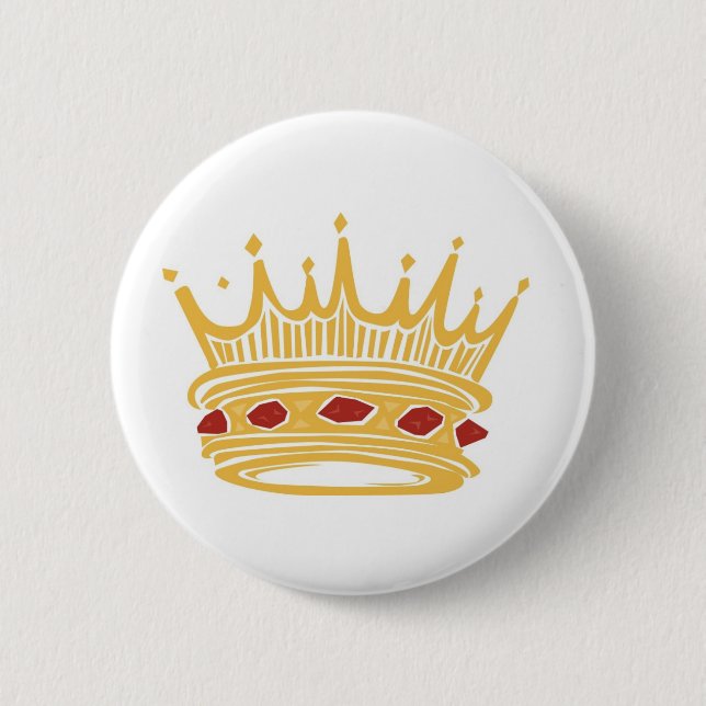 A Golden King's Crown With Jewels Pinback Button (Front)