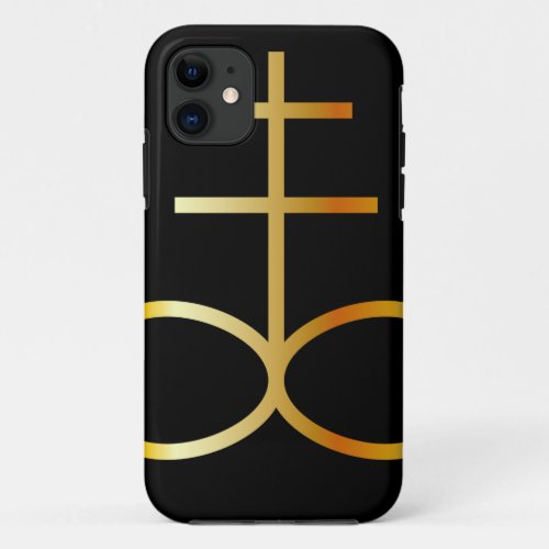 A golden Leviathan Cross or Sulfur symbol iPhone 11 Case