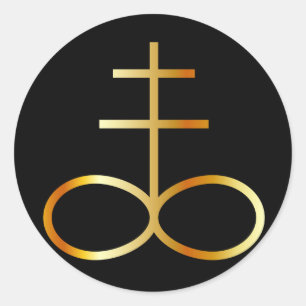 A golden Leviathan Cross or Sulfur symbol Classic Round Sticker