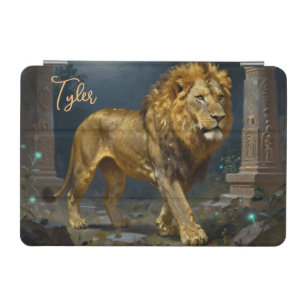 A Golden Lion Strolling under the Moon Personalize iPad Mini Cover