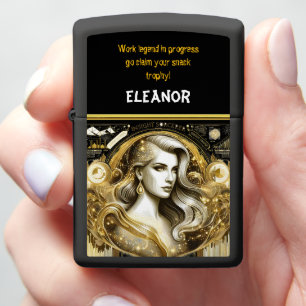 A Golden Portrayal of a Data Scientist at Work Zippo Lighter