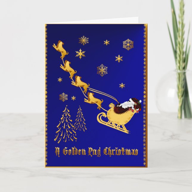 A Golden Pug Christmas Card (Front)