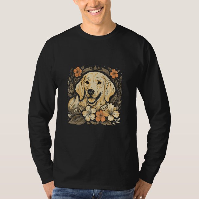 A Golden Retriever surrounded with Lilies illustra T-Shirt (Front)