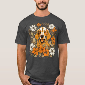 A Golden Retriever surrounded with Lilies illustra T-Shirt