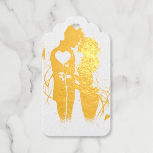 A Golden Silhouette of Love Foil Gift Tags