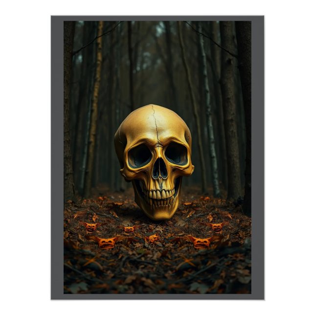 A golden skull halloween glossy poster (Front)
