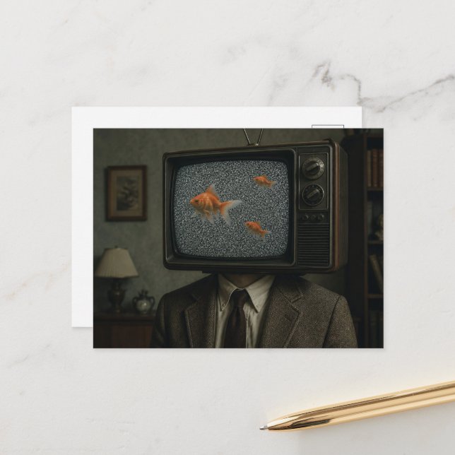 A Goldfish Television Person Postcard (Front/Back In Situ)