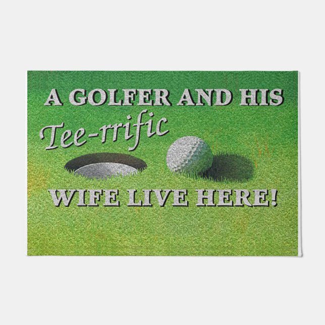 A Golfer And His Wife Live Here Doormat (Front)