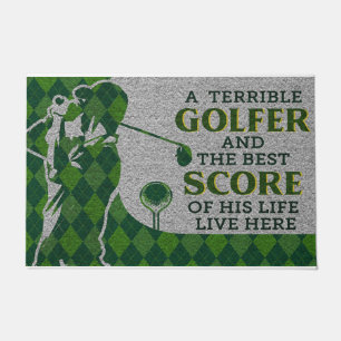 A Golfer and The Best Score of His Life Doormat