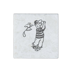 A Golfer in b-w Stone Magnet