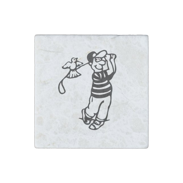 A Golfer in b-w Stone Magnet (Front)