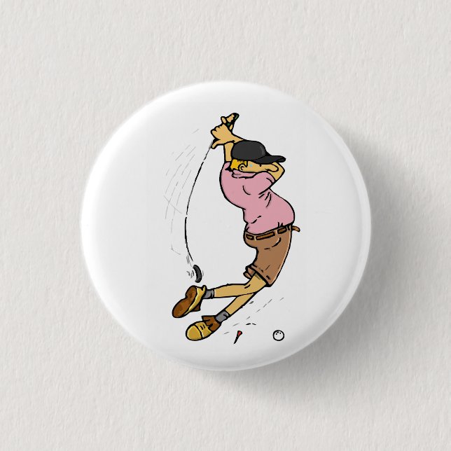 A Golfer missing the ball Button (Front)