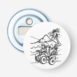 A Golfer playing golf with his four wheeler Bottle Opener