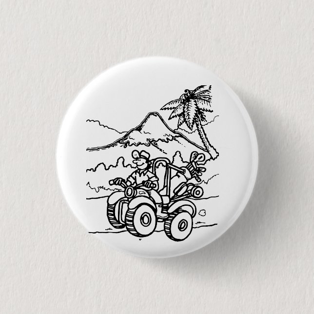 A Golfer playing golf with his four wheeler Button (Front)
