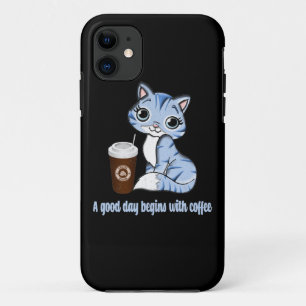 A Good Day Begins With Coffee Coffee lover gift iPhone 11 Case