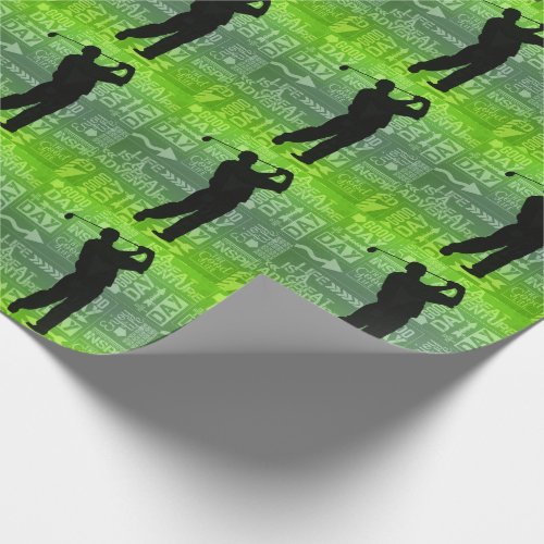 A Good Day Male Golfer Theme in Green Wrapping Paper