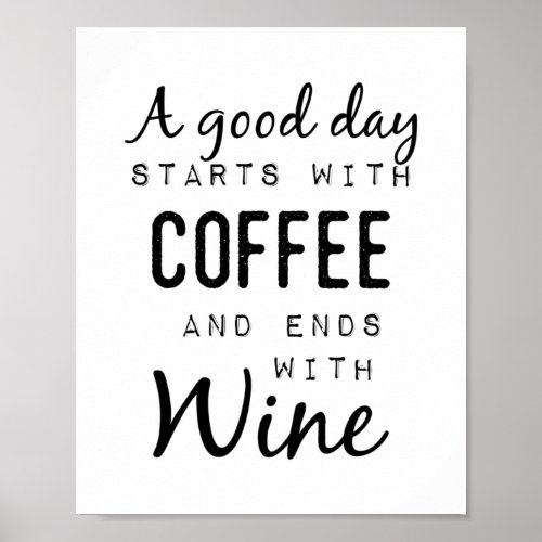 A Good Day Starts With Coffee And Ends With Wine Poster