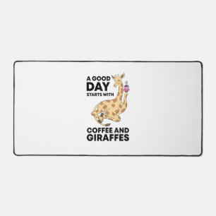 A Good Day Starts With Coffee & Giraffe Gift Funny Desk Mat
