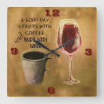 A Good Day Wine And Coffee Clock at Zazzle