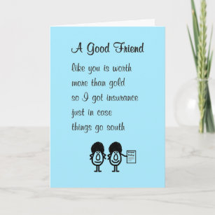 A Good Friend A Funny Thinking Of You Poem Card